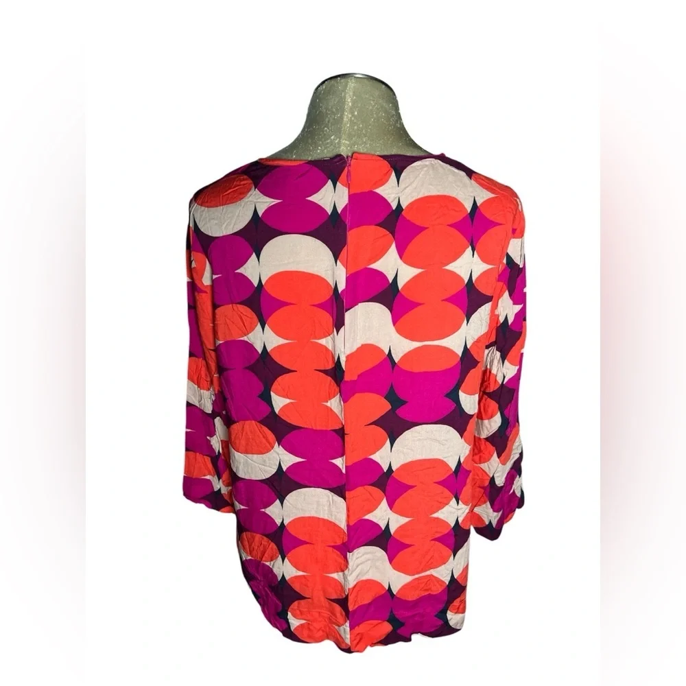 Boden Red and Purple Geometric  abstract artsy pattern Blouse women’s 14  L